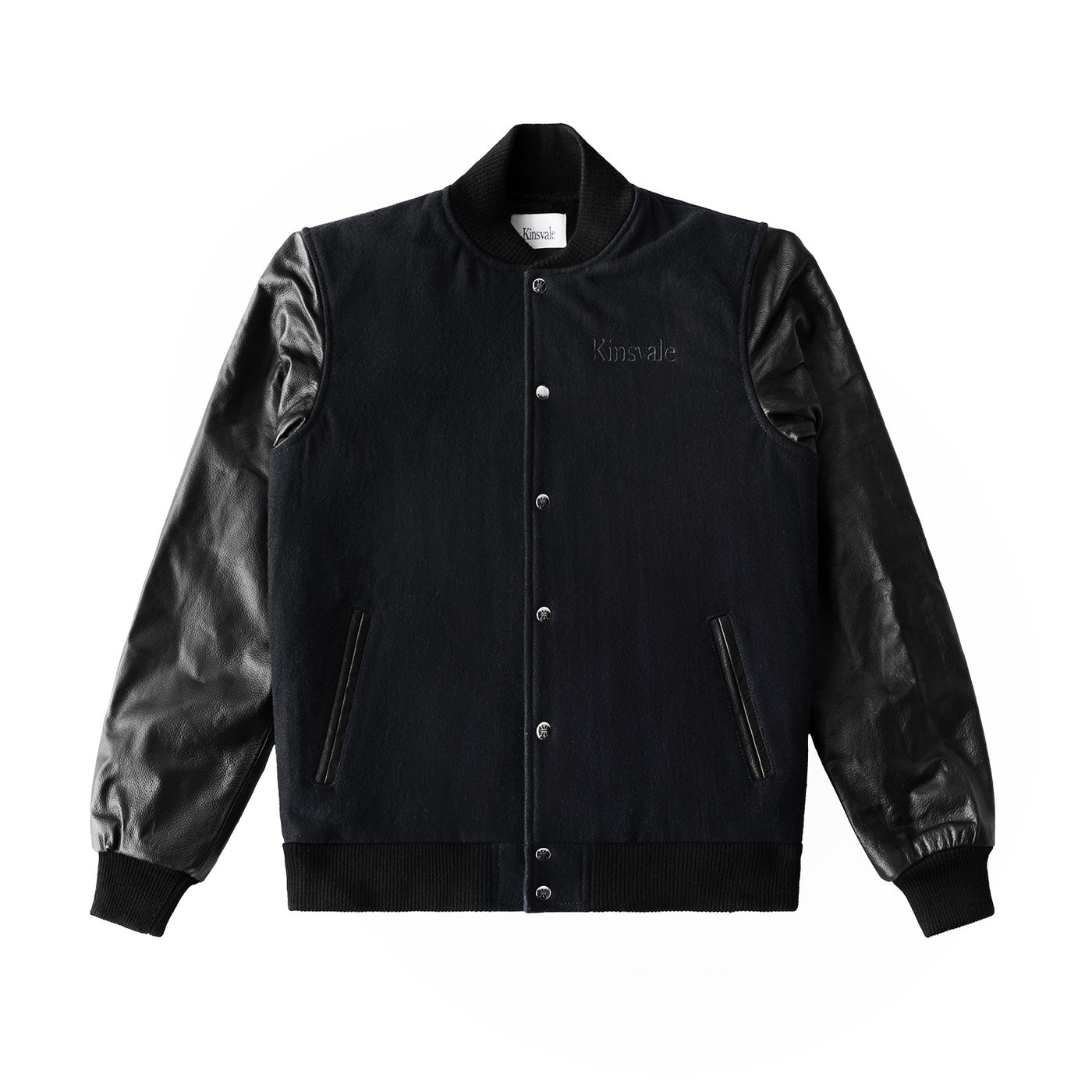 Black varsity jacket leather sleeves best sale